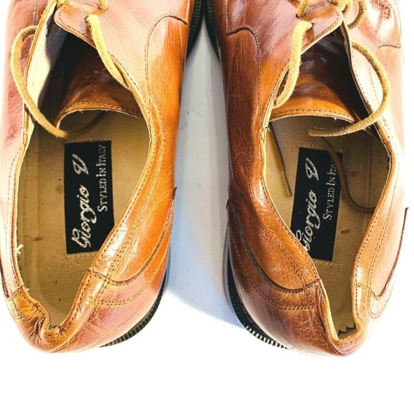 Giorgio V Mens Brown 10 D Leather Dress‎ Lace Up Square Toe Oxford Shoes - Picture 11 of 12